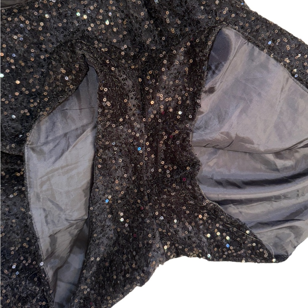 Y2K BLACK SATIN SEQUIN shorts romper party outfit women’s size large - Picture 7 of 13